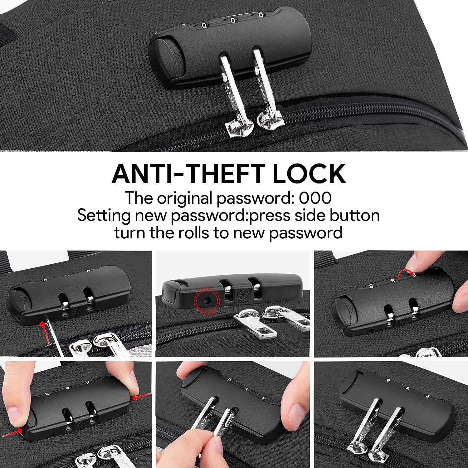 AMBOR Travel Laptop Backpack for Men, 15.6-17.3 inch Laptop Backpack for School, Anti Theft Business Work Backpack with USB Charging Port, Water Resistant College Computer Bag for Men & Women, Black - Image 3