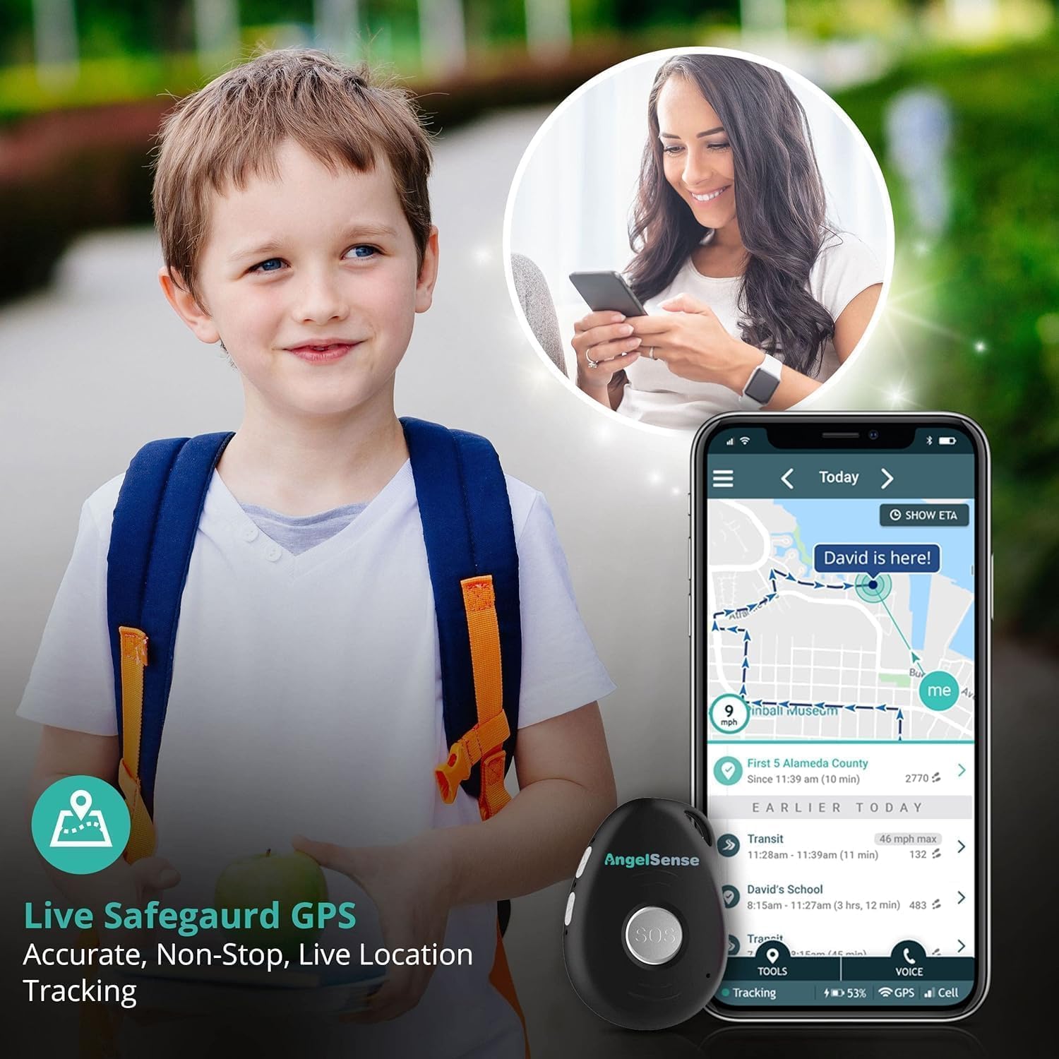 AngelSense Personal GPS Tracker for Kids, Teen, Autism, Special Needs, Elderly, Dementia - 2-Way Auto-Answer Speakerphone & SOS Button - School Bus Tracking - Subscription Required - Image 5