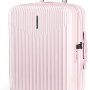 BAGSMART Carry On Luggage 22x14x9 Airline Approved with Spinner Wheels,100% PC Hardside Expandable Luggage with TSA Lock for Trips, 20 Inch Rolling Suitcases for Men Women,Pink