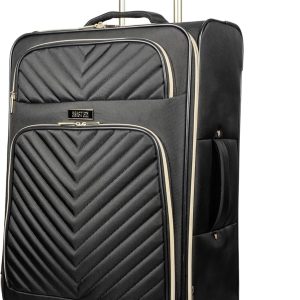 Kenneth Cole REACTION Chelsea Chevron Quilted Luggage, Black, 24-Inch Checked