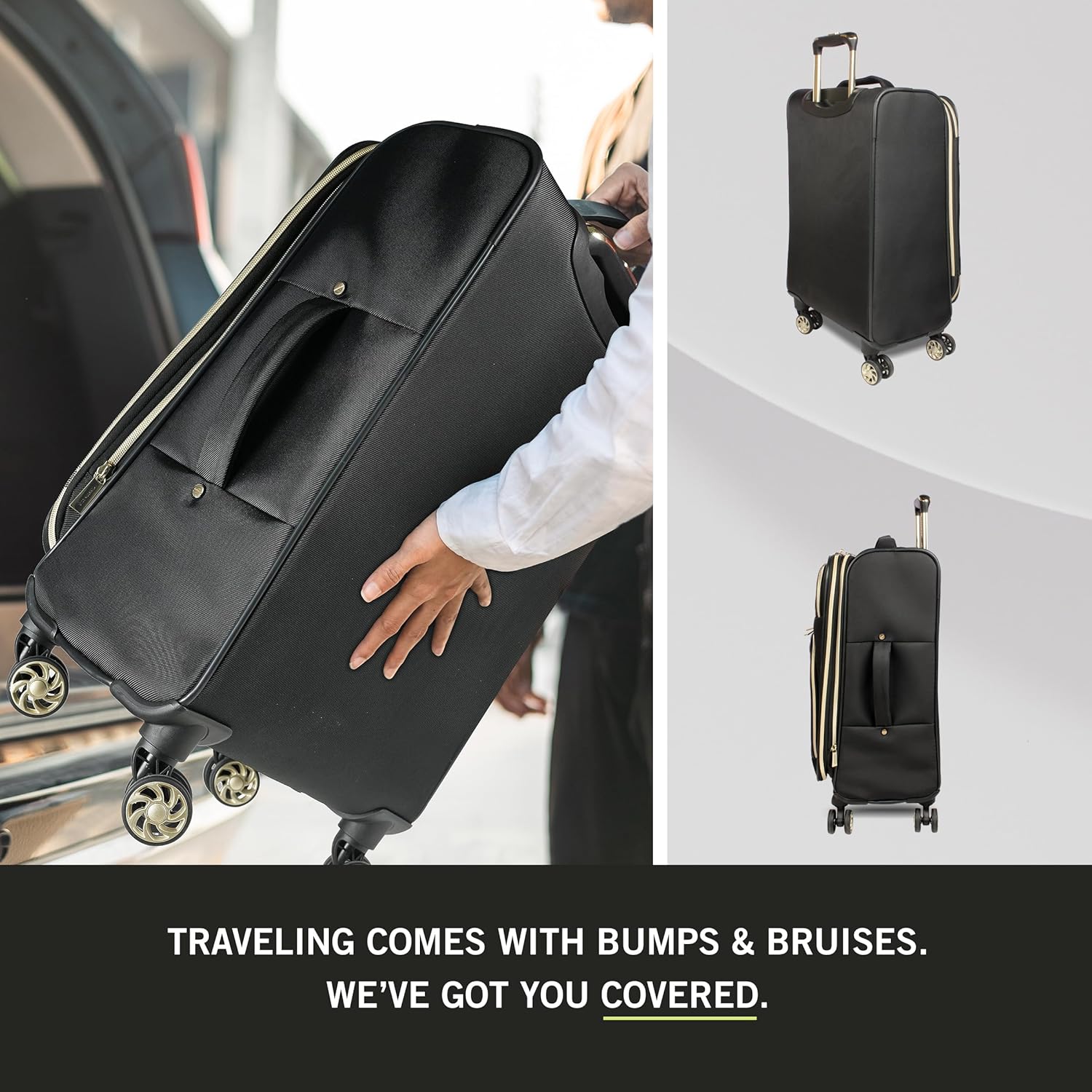 Kenneth Cole REACTION Chelsea Chevron Quilted Luggage, Black, 24-Inch Checked - Image 2