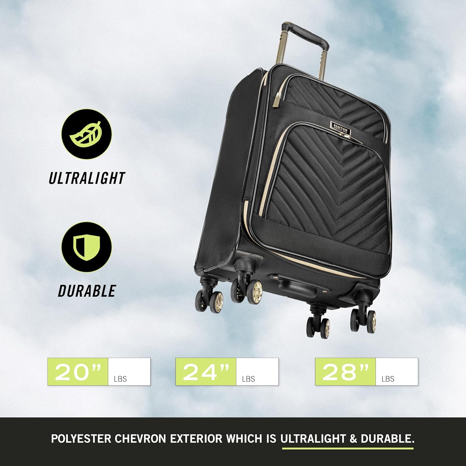 Kenneth Cole REACTION Chelsea Chevron Quilted Luggage, Black, 24-Inch Checked - Image 3