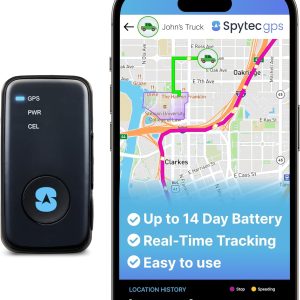 Spytec Mini GPS Smart Tracker for Vehicles, Cars, Trucks, Up to 14 Day Battery Life, Small GPS Tracking Device for Kids, Unlimited Updates, Worldwide Real-Time Tracking, USA Made Tech, Low Cost Plan