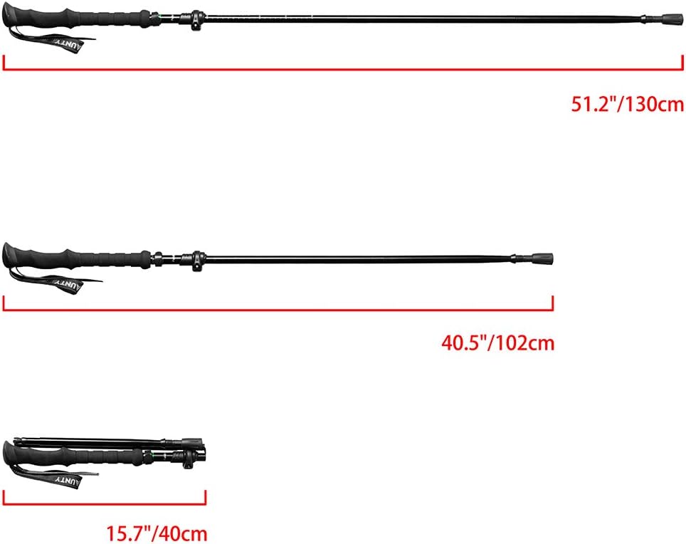 Travel Folding Trekking Hiking Pole with Carrying Case,Collapsible Cane Adjustable Walking Stick Portable Mobility Aid for Women Men Hikers Gift,Black - Image 3