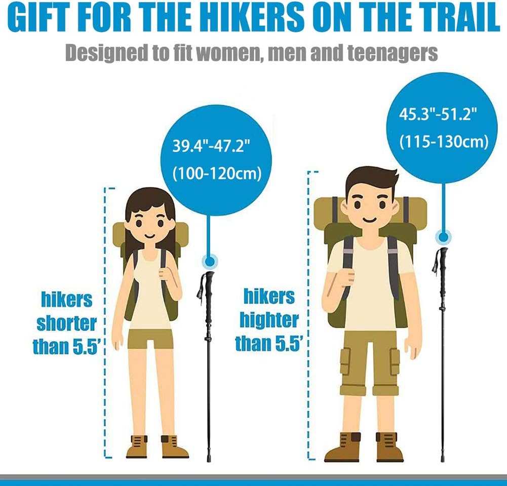 Travel Folding Trekking Hiking Pole with Carrying Case,Collapsible Cane Adjustable Walking Stick Portable Mobility Aid for Women Men Hikers Gift,Black - Image 6