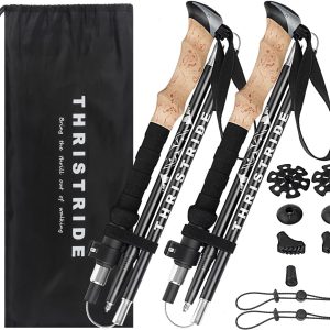 Trekking Poles Aviation Grade Aluminum Alloy-Strong Lightweight Collapsible Walking Stick,Trekking Pole Hiking for Seniors, Men,Women in The 4 Season,All-Terrain,2pc Per Set